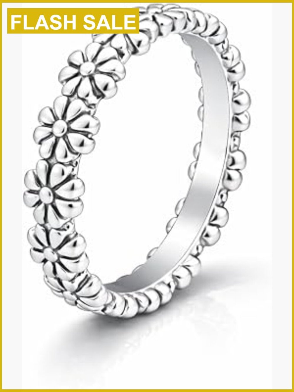 Vintage Dainty Flower Ring, 925 Silver Plated, US Size 6-10, Adjustable Band,